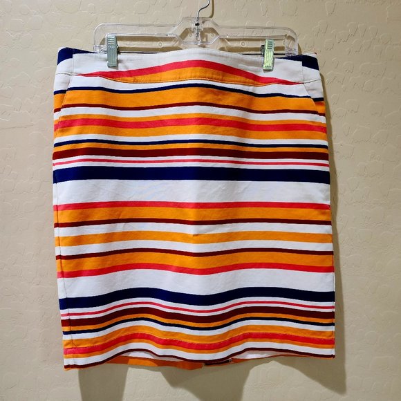 Women's Colorful Stripe Side Pockets Fully Lined Size 16 Skirt Nautical Summer - Picture 3 of 9